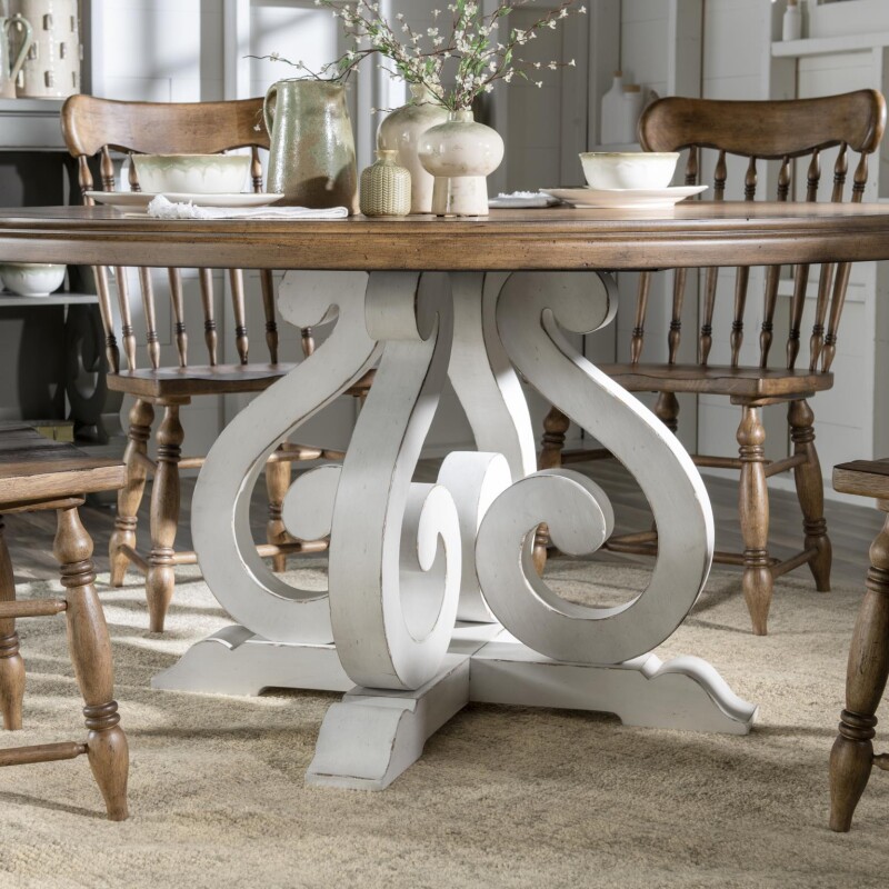 Round Dining Table Barnwood Oak And Picket Fence CLH4017-620 CLH4017620