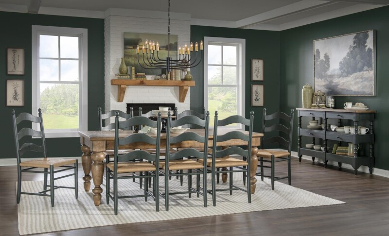 Vintage Market AT Turned Bobbin Leg Console Table Barnwood Oak And Mallard Green CLH4018-106 CLH4018106