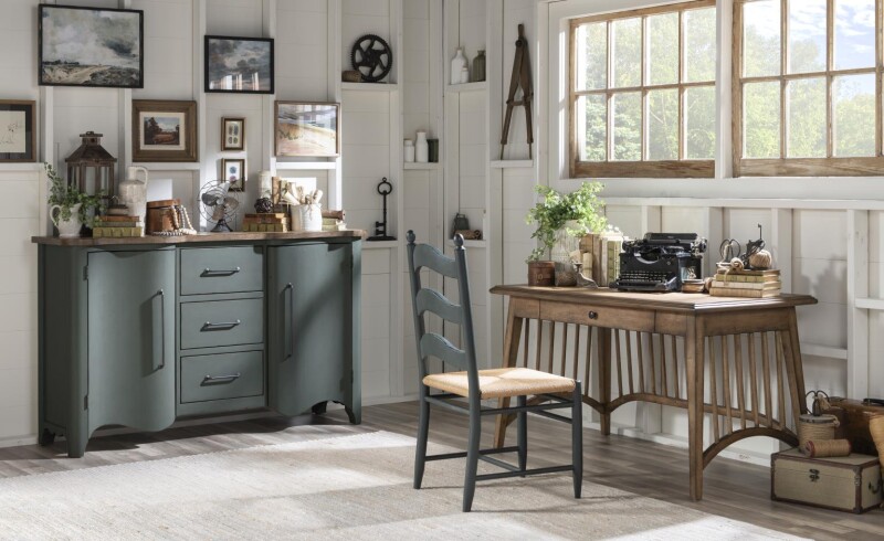 Vintage Market AT Door Chest 3 Drw Barnwood Oak And Mallard Green CLH4018-2210 CLH40182210