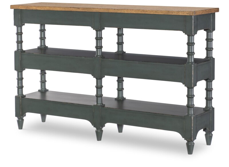 Vintage Market AT Turned Leg Console Storage Table 4 Drw Barnwood Oak And Mallard Green CLH4018-706 CLH4018706