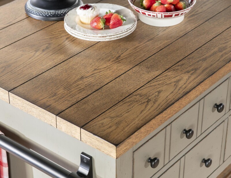 Kitchen Island 6 Drw W/casters Barnwood Oak And Northern Moss CLH4019-190 CLH4019190