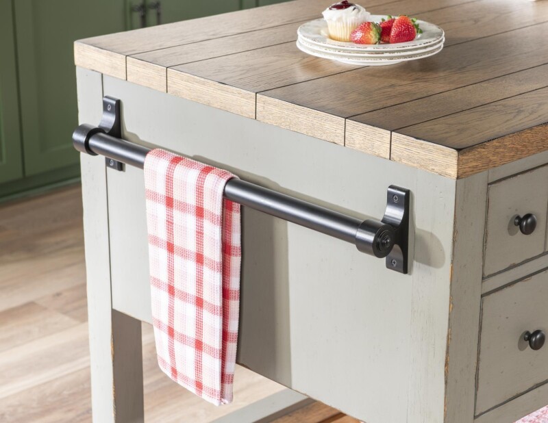 Kitchen Island 6 Drw W/casters Barnwood Oak And Northern Moss CLH4019-190 CLH4019190