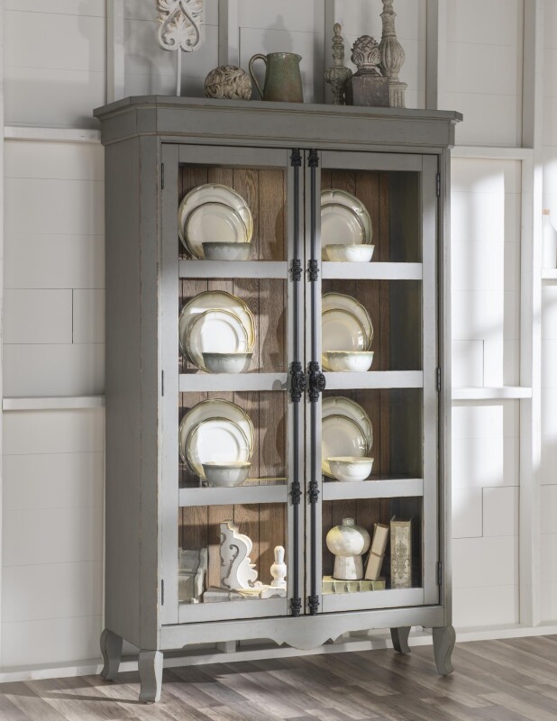 Cremone Bolt Display Cabinet Barnwood Oak And Northern Moss CLH4019-570 CLH4019570