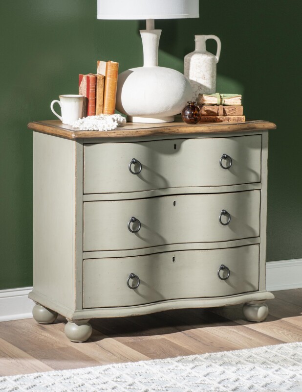 Vintage Market AT Accent Chest 3 Drawers Barnwood Oak And Northern Moss CLH4019-805 CLH4019805