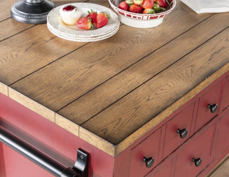 Kitchen Island 6 Drw W/casters Barnwood Oak And Spiced Apple CLH4020-190 CLH4020190