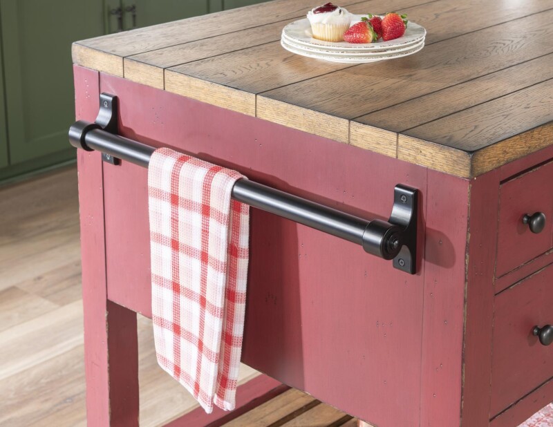Kitchen Island 6 Drw W/casters Barnwood Oak And Spiced Apple CLH4020-190 CLH4020190