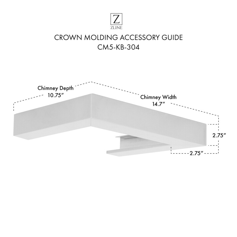 Crown Molding Profile 5 for Wall Mount Range Hood CM5KB304