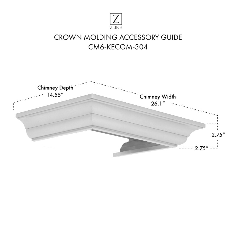 Crown Molding Profile 6 for Wall Mount Range Hood CM6KECOM304