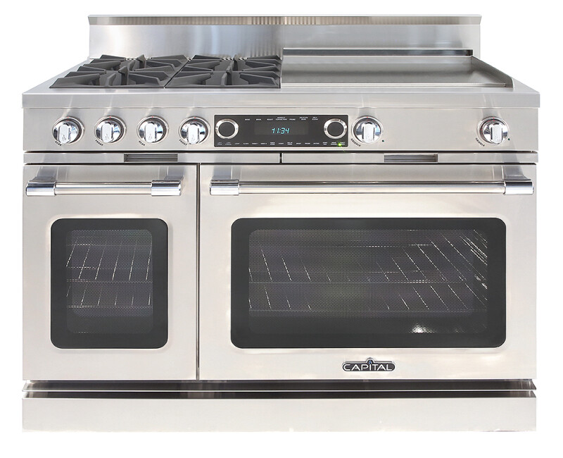 48″ Grand Chef Dual Fuel Range 4 Open Burners / 24″ Griddle NG COB484GGN