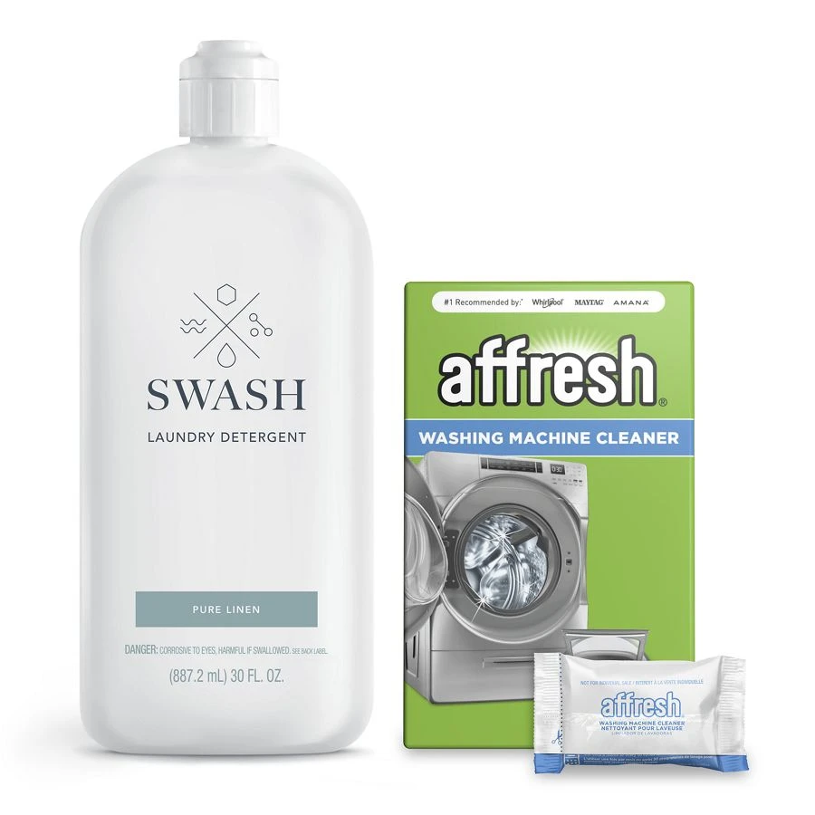 Swash Pure Linen Laundry Detergent 83 Loads, 30 fl. Oz and Affresh® Washing Machine Cleaner, 6 Tablets Bundle CPGB0001