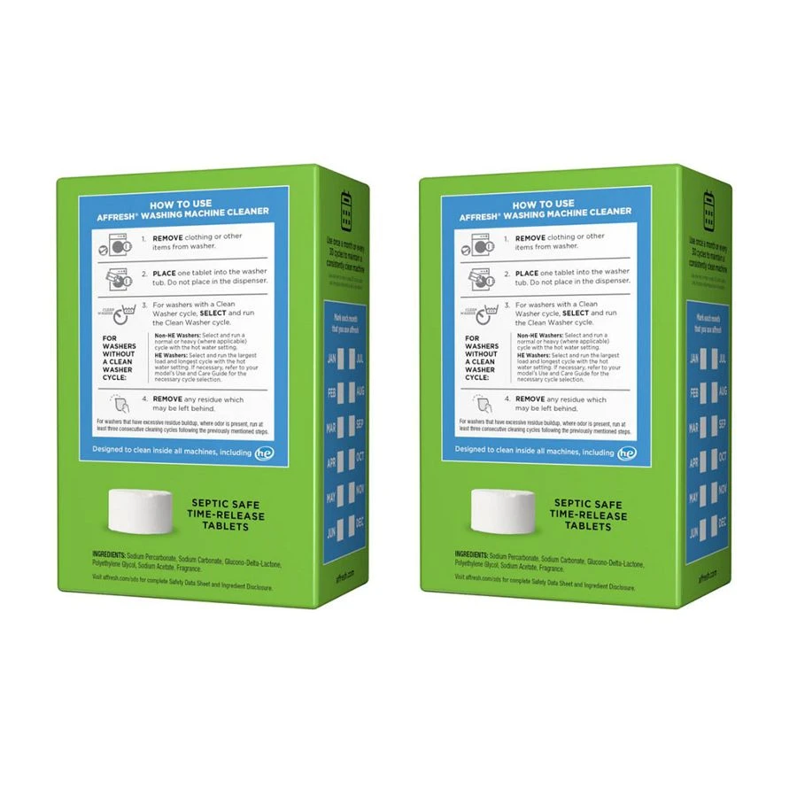 Affresh® 2 Pack Of Washing Machine Cleaner Tablets – 12 Count CPGB0012