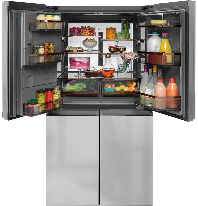 Café 27.4 Cu. Ft. Smart Quad-door Refrigerator In Platinum Glass CQE28DM5NS5