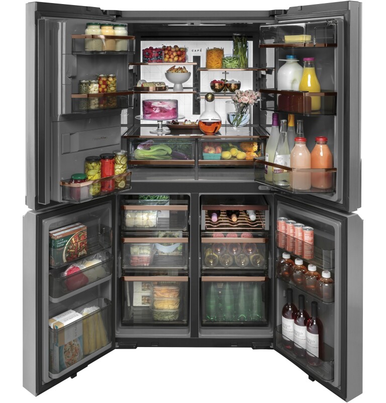 Café 27.4 Cu. Ft. Smart Quad-door Refrigerator In Platinum Glass CQE28DM5NS5