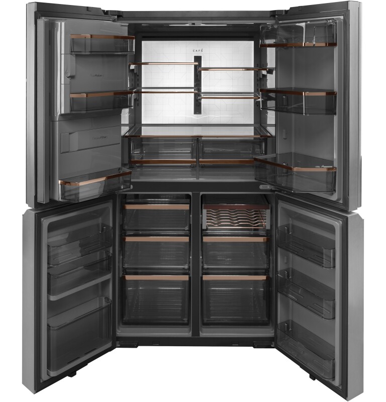 Café 27.4 Cu. Ft. Smart Quad-door Refrigerator In Platinum Glass CQE28DM5NS5