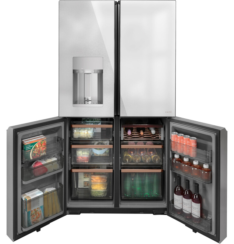 Café 27.4 Cu. Ft. Smart Quad-door Refrigerator In Platinum Glass CQE28DM5NS5
