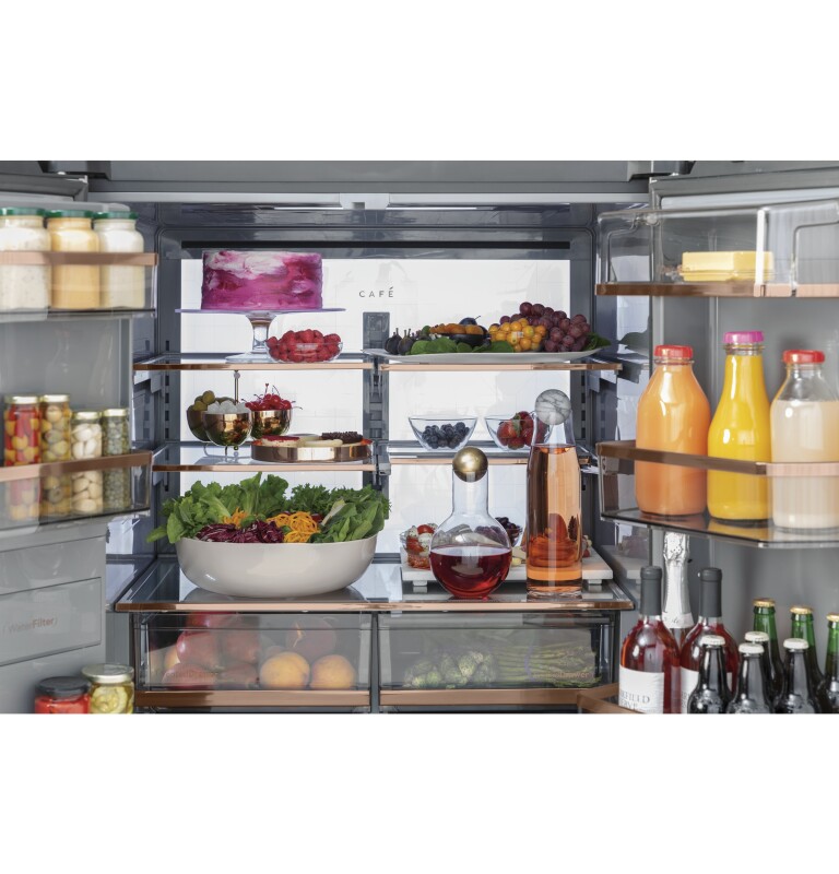 Café 27.4 Cu. Ft. Smart Quad-door Refrigerator In Platinum Glass CQE28DM5NS5