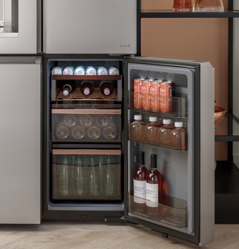 Café 27.4 Cu. Ft. Smart Quad-door Refrigerator In Platinum Glass CQE28DM5NS5