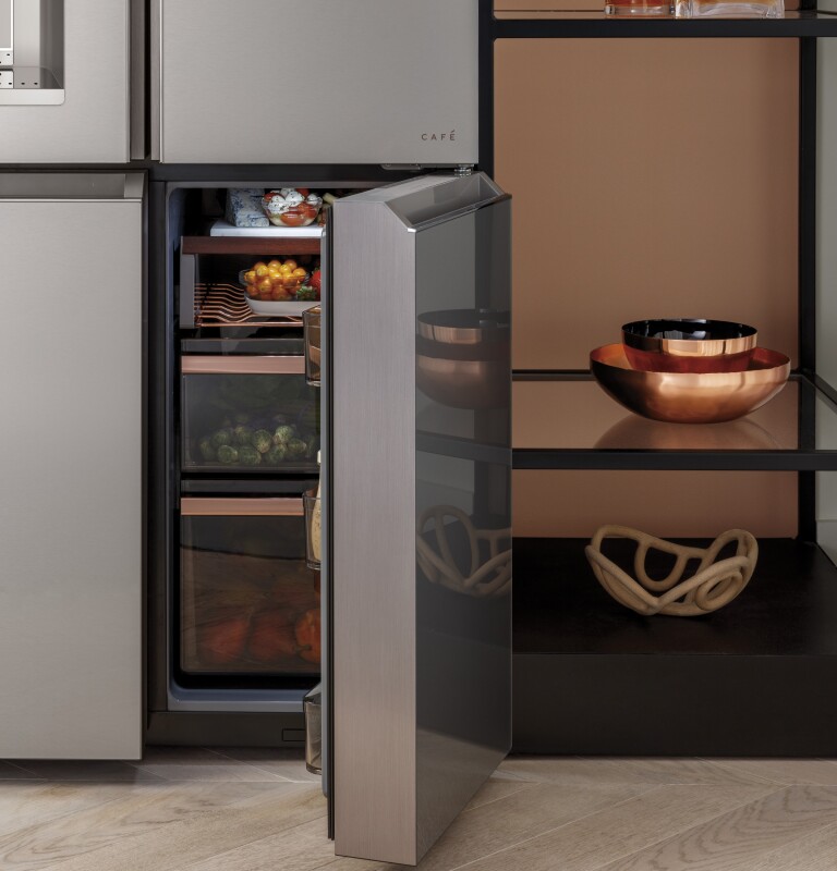 Café 27.4 Cu. Ft. Smart Quad-door Refrigerator In Platinum Glass CQE28DM5NS5