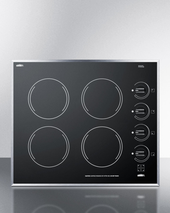 24" Wide 230V 4-Burner Radiant Cooktop CR424BL