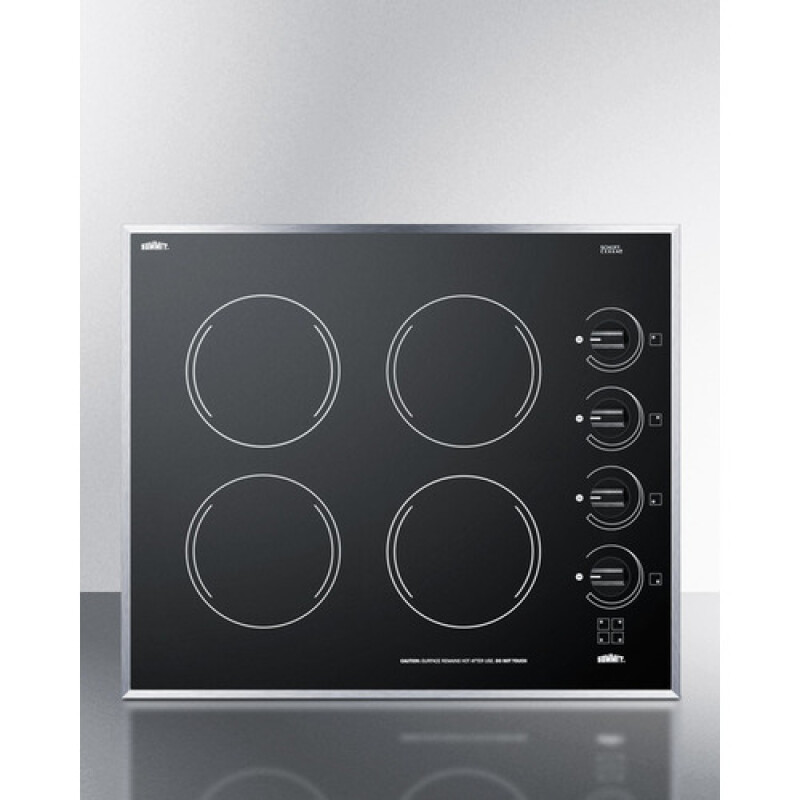 24" Wide 230V 4-Burner Radiant Cooktop CR424BL