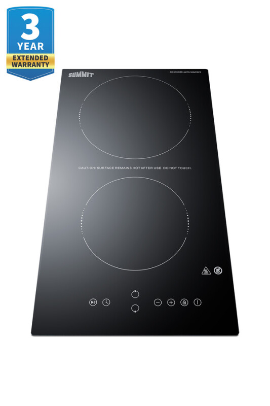 12" Wide 230V 2-Burner Radiant Cooktop With Safety Shutoff view 3