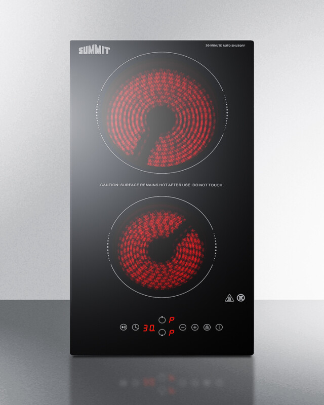 12" Wide 230V 2-Burner Radiant Cooktop With Safety Shutoff view 6