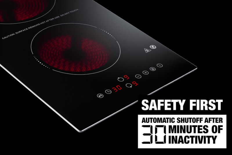 12" Wide 230V 2-Burner Radiant Cooktop With Safety Shutoff view 4