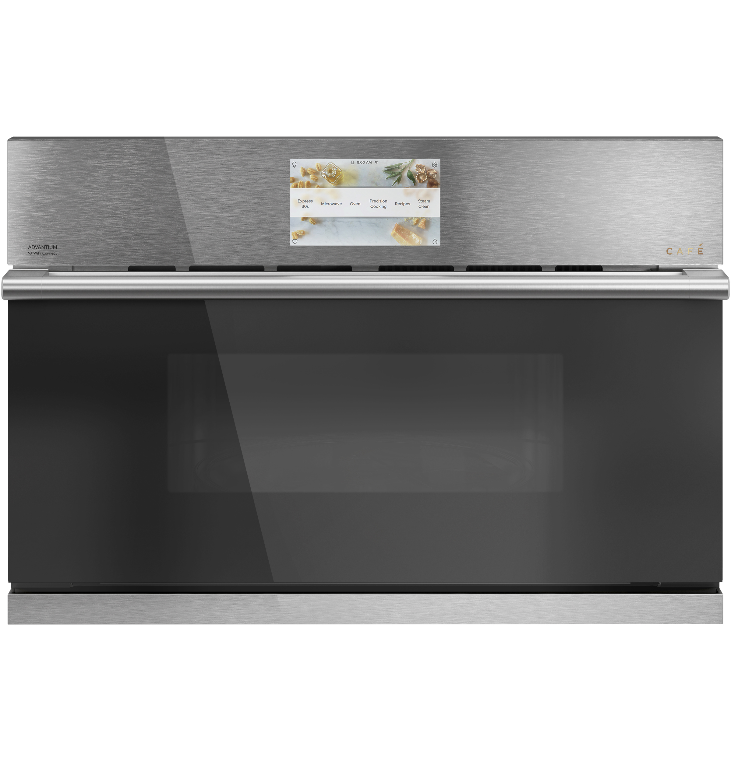 CAFÉ™ 30" Smart Five in One Wall Oven with 240V Advantium® Technology in Platinum Glass CSB923M2NS5