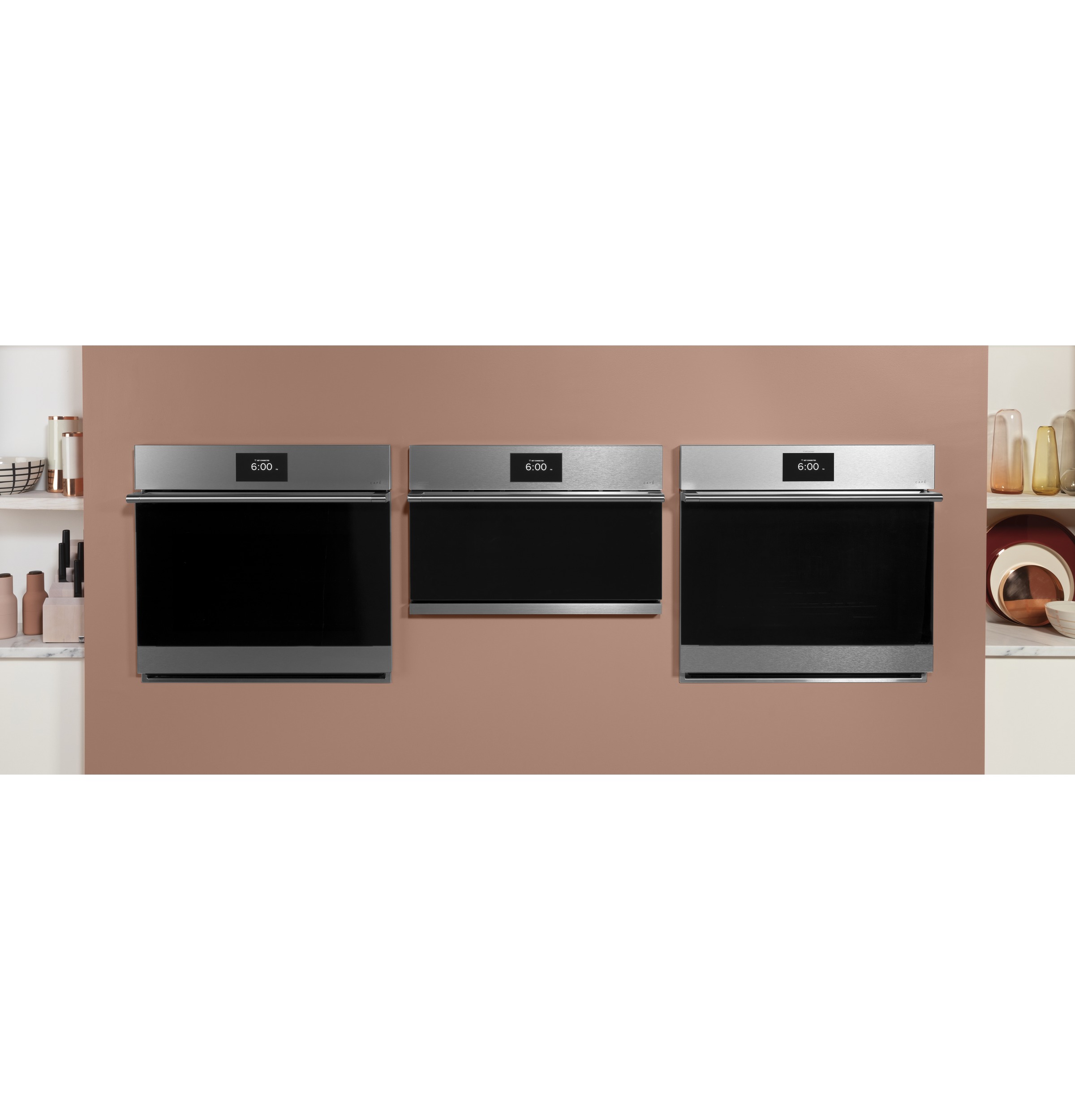 CAFÉ™ 30" Smart Five in One Wall Oven with 240V Advantium® Technology in Platinum Glass CSB923M2NS5