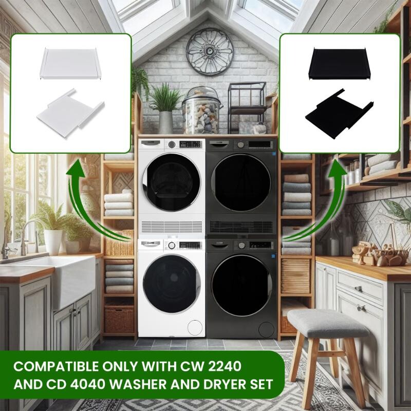 Conserv Washer and Dryer Stacking Kit with Shelf SPACE SAVING CSKD24WHITE