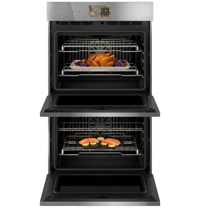 Café 30" Smart Built-in Convection Double Wall Oven In Platinum Glass CTD90DM2ZS5