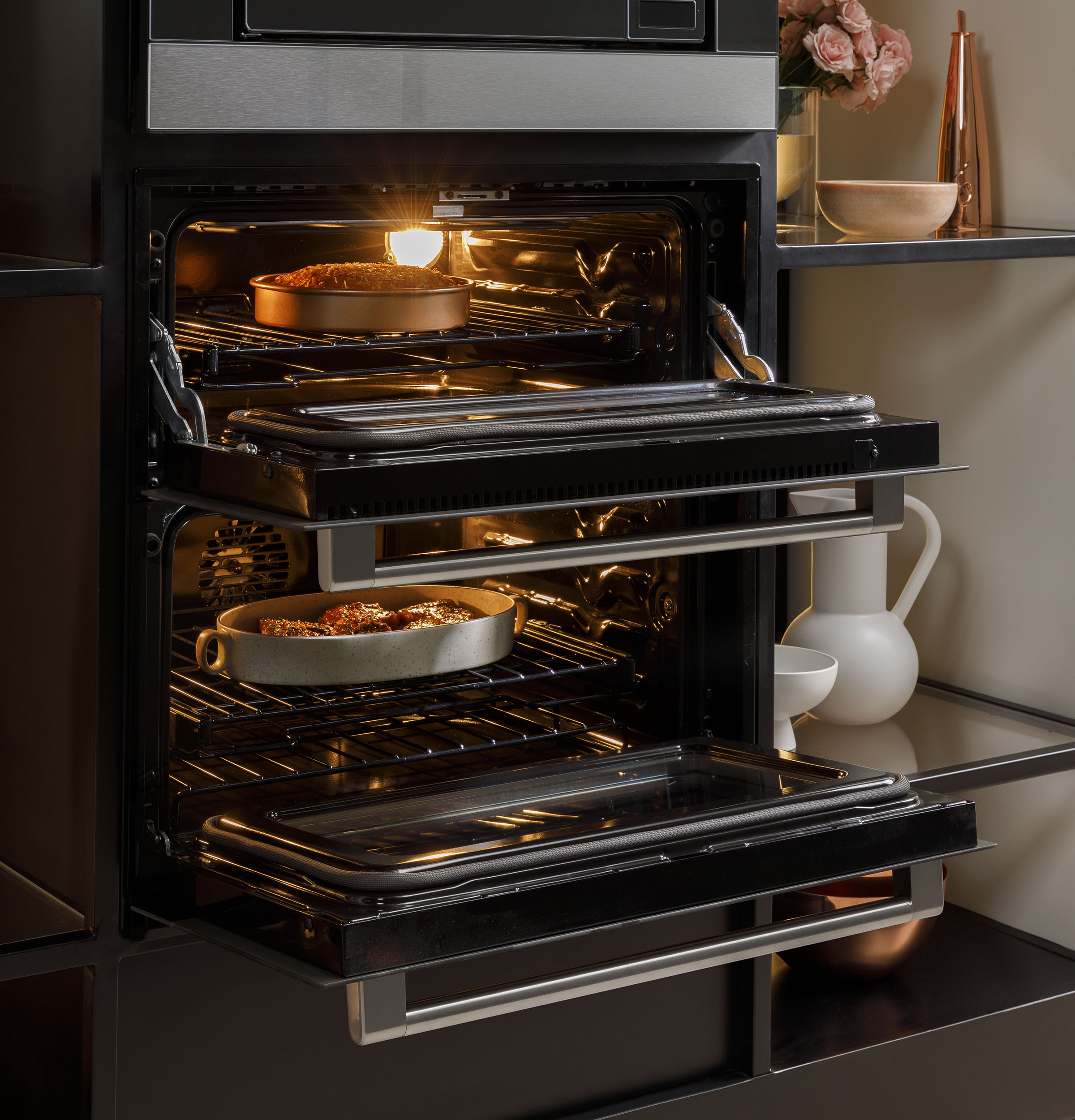Café 30" Duo Smart Single Wall Oven In Platinum Glass CTS92DM2NS5