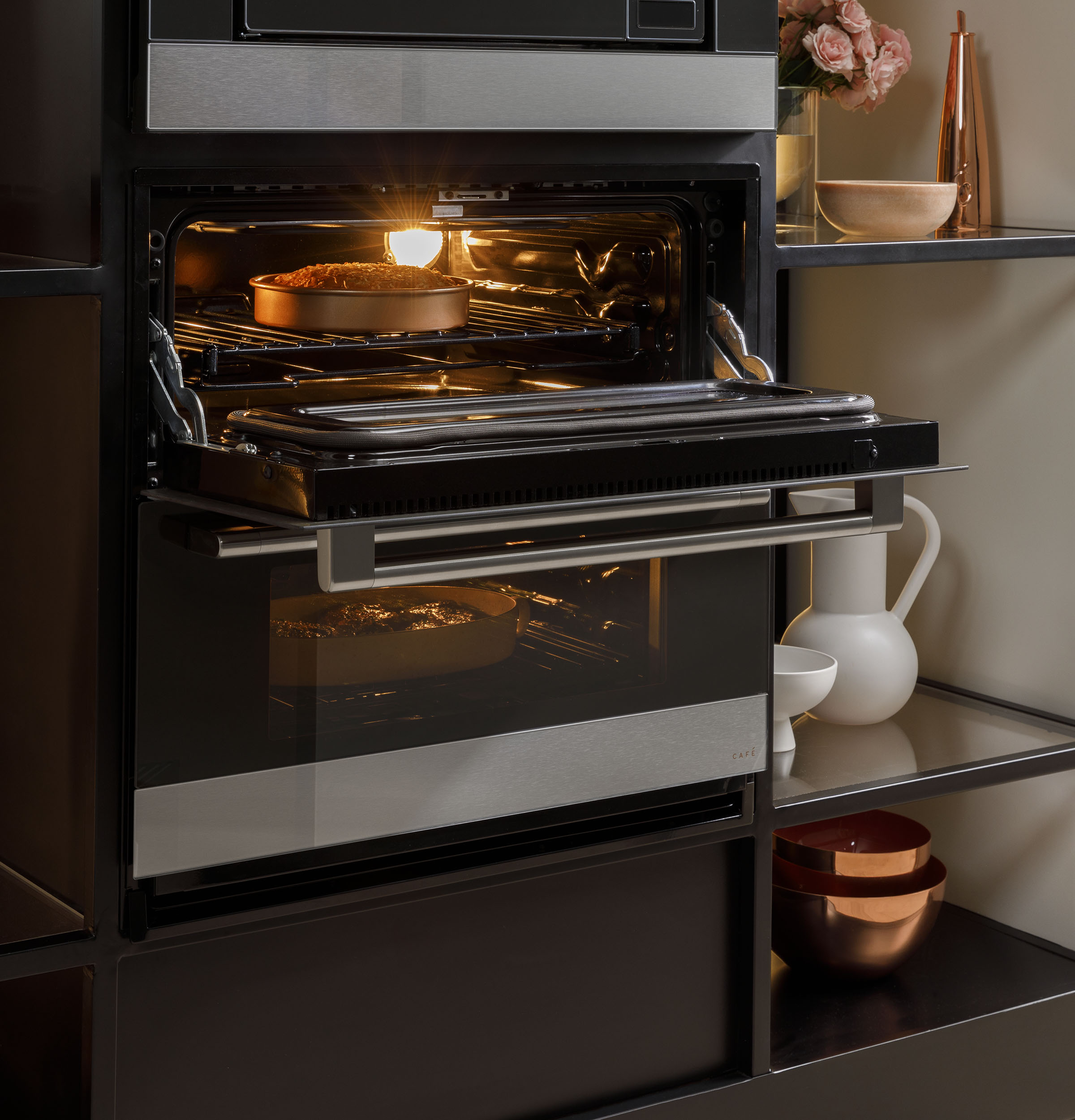 Café 30" Duo Smart Single Wall Oven In Platinum Glass CTS92DM2NS5