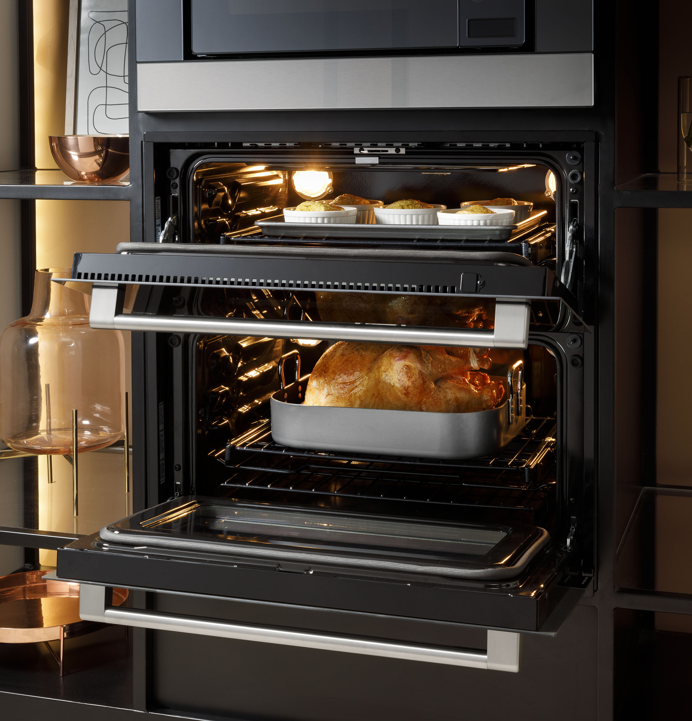 Café 30" Duo Smart Single Wall Oven In Platinum Glass CTS92DM2NS5