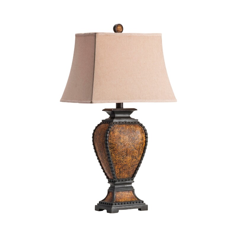 Tooled Leather Table Lamp CVAUP522