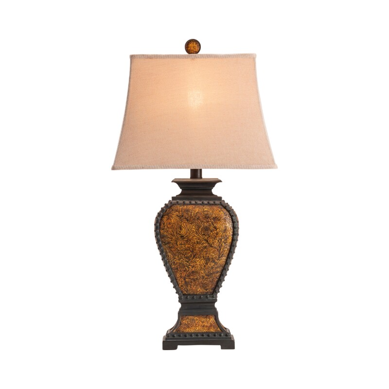 Tooled Leather Table Lamp CVAUP522