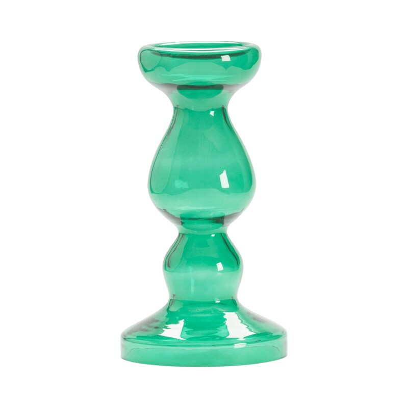 Miramar Medium Emerald Blown Glass Pillar Candle Holder CVCZHN040GRN