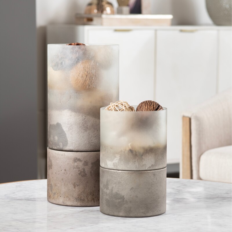 Ellery Large Metallic smoke hurricane Globes CVCZHN045M
