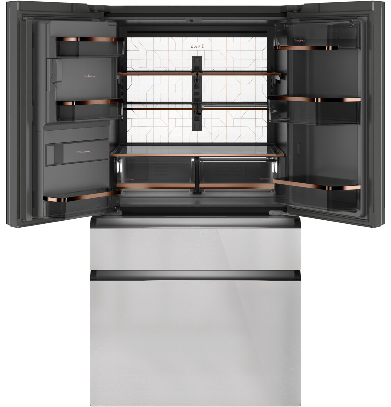 CAFÉ™ ENERGY STAR® 27.8 Cu. Ft. Smart 4-Door French-Door Refrigerator in Platinum Glass view 23