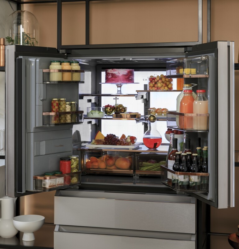 CAFÉ™ ENERGY STAR® 27.8 Cu. Ft. Smart 4-Door French-Door Refrigerator in Platinum Glass view 24