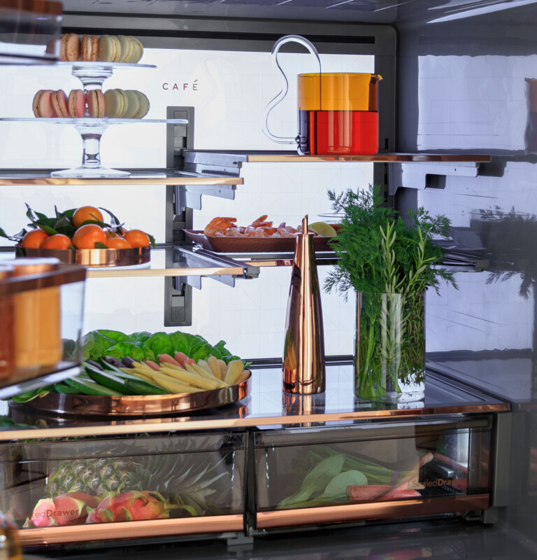 CAFÉ™ ENERGY STAR® 27.8 Cu. Ft. Smart 4-Door French-Door Refrigerator in Platinum Glass view 25