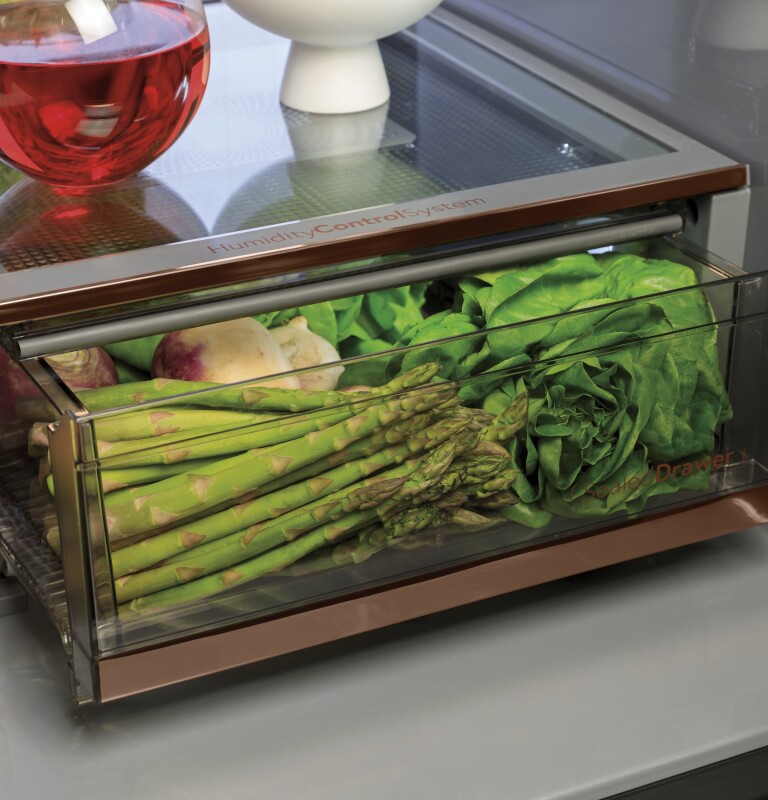 CAFÉ™ ENERGY STAR® 27.8 Cu. Ft. Smart 4-Door French-Door Refrigerator in Platinum Glass view 30