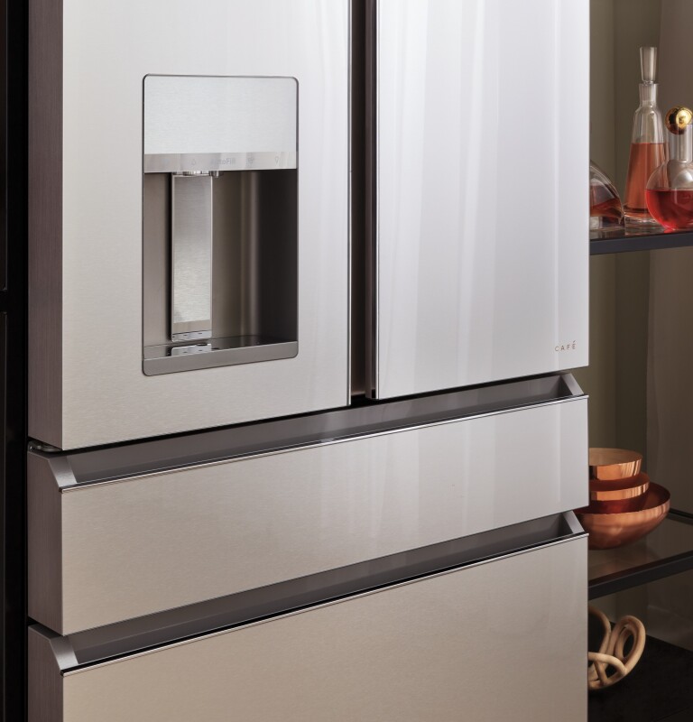 CAFÉ™ ENERGY STAR® 27.8 Cu. Ft. Smart 4-Door French-Door Refrigerator in Platinum Glass view 5