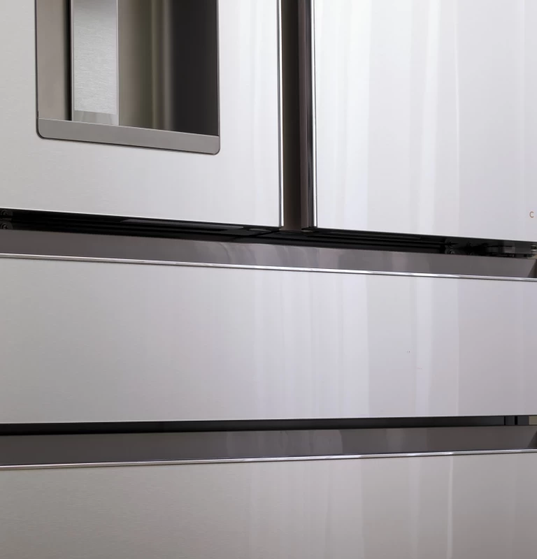 ENERGY STAR 27.8 Cu. Ft. Smart 4-Door French-Door Refrigerator in Platinum Glass CVE28DM5NS5