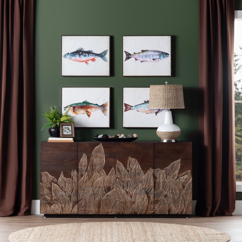 Banana Leaf Four-Door Sideboard CVFNR4809