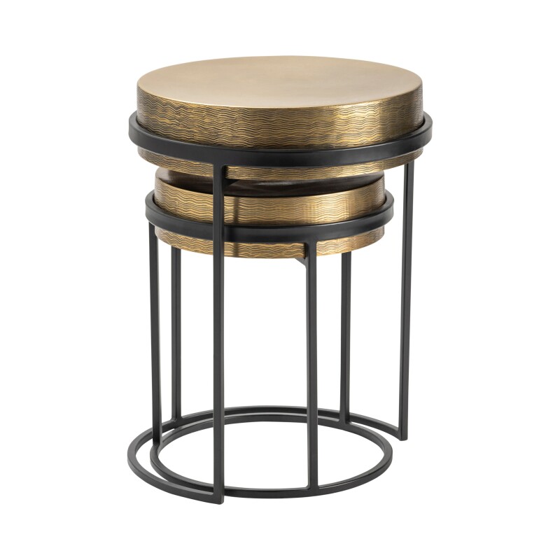 Hudson Textured Brass Nesting Tables CVFZNR007