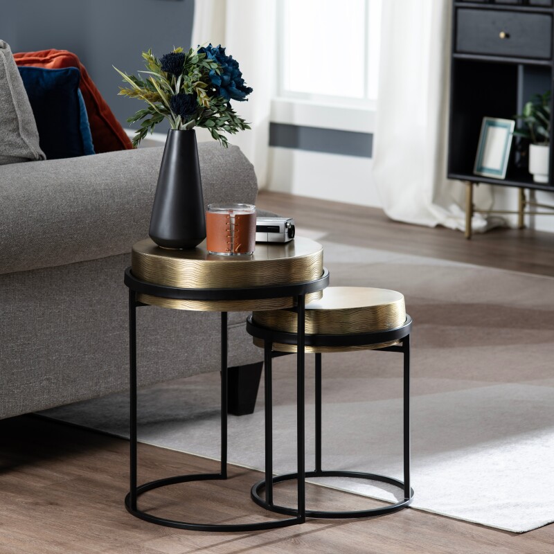 Hudson Textured Brass Nesting Tables CVFZNR007