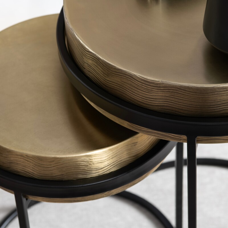 Hudson Textured Brass Nesting Tables CVFZNR007