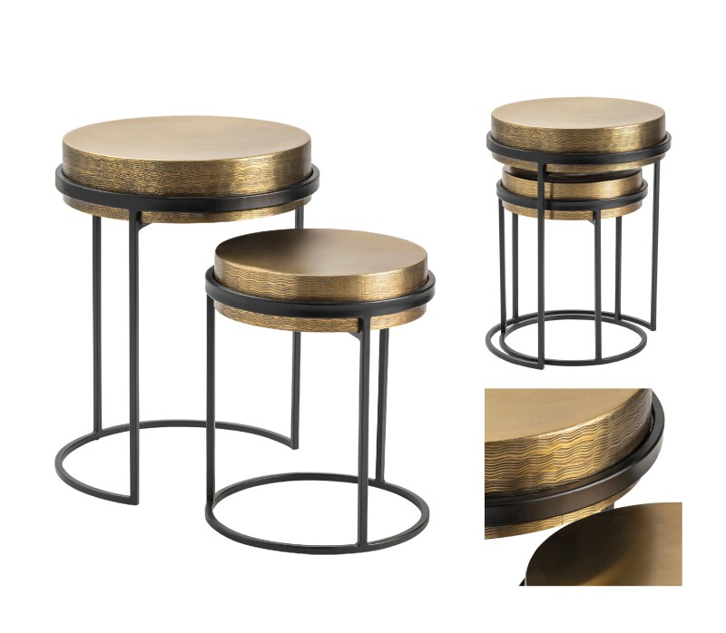 Hudson Textured Brass Nesting Tables CVFZNR007