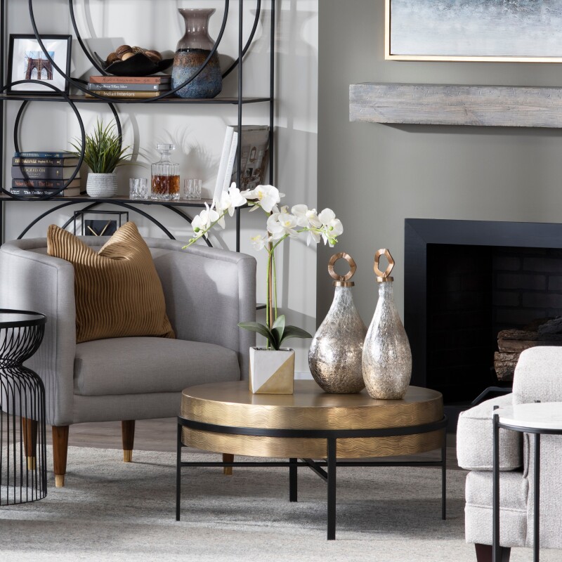 Hudson Textured Brass Cocktail Table CVFZNR008